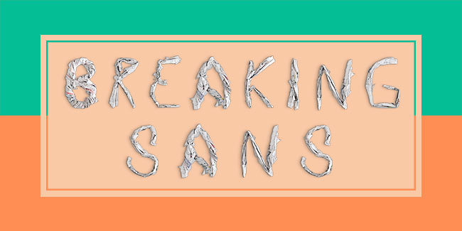 font made from newspaper writing BREAKING SANS on a duotone background